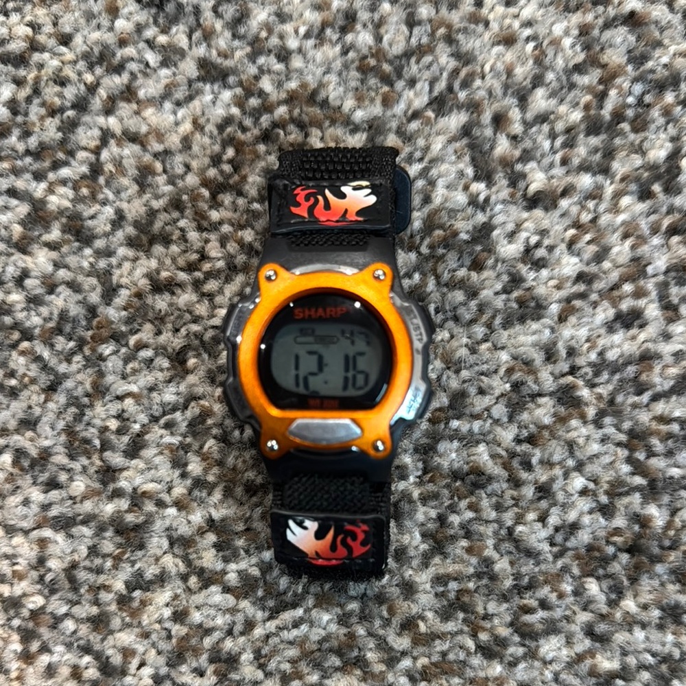 Orange and Black Sporty kids watch with Digital Display